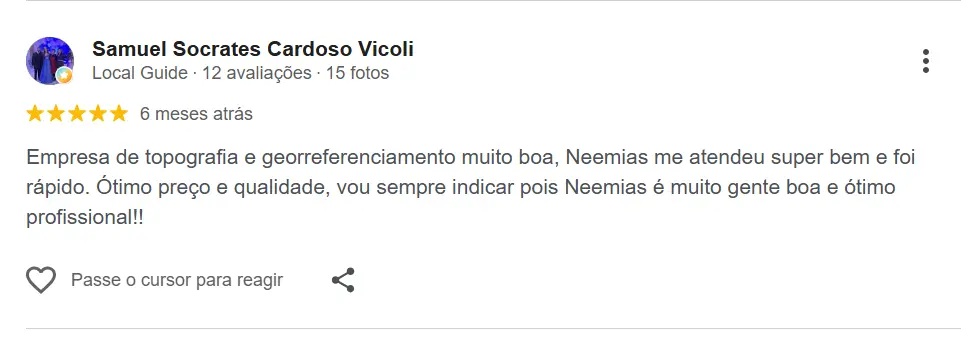 Avaliação de cliente NCTAG