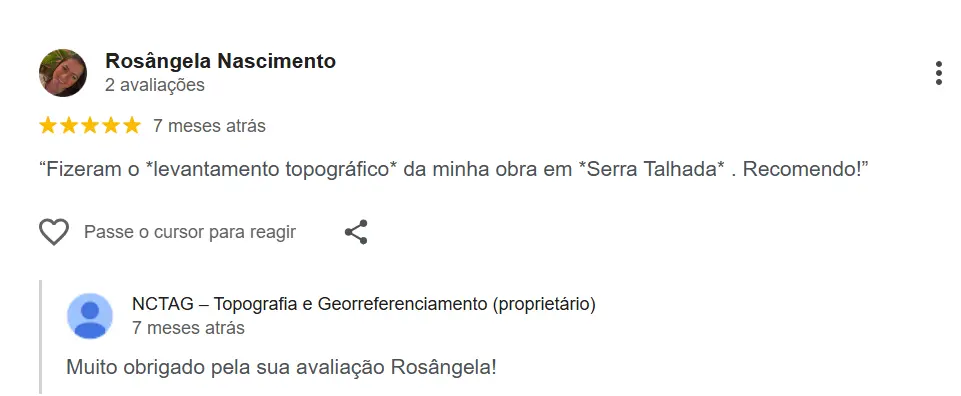 Avaliação de cliente NCTAG