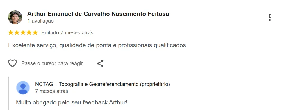 Avaliação de cliente NCTAG